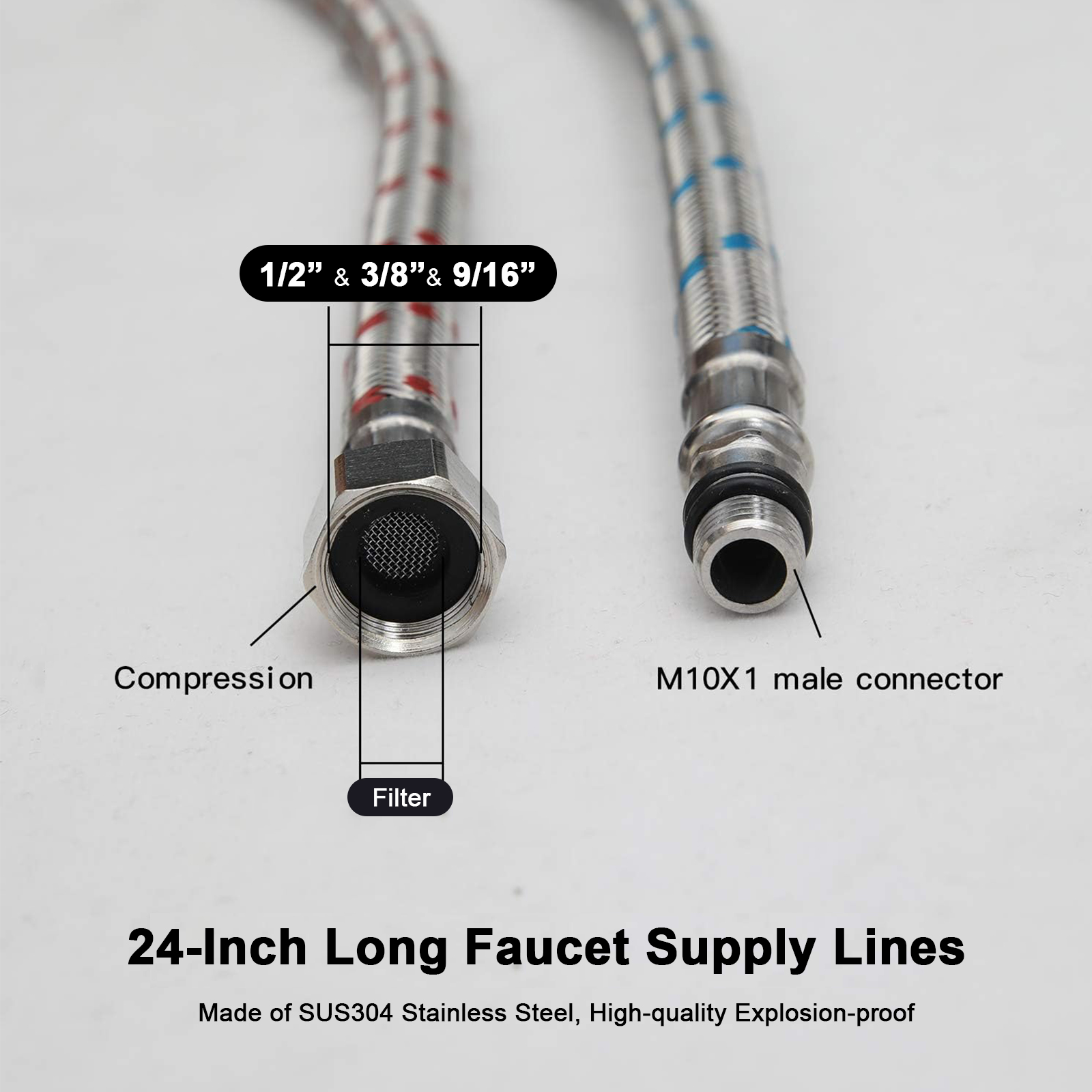 2 Piece 24-Inch Long Faucet Co – обзор и цена Flexible Hose Braided